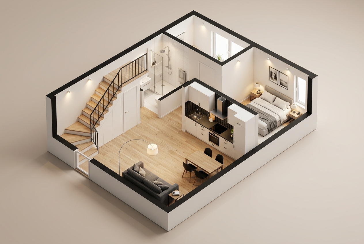 Plan 3D — Appartement Lumineux avec Terrasse